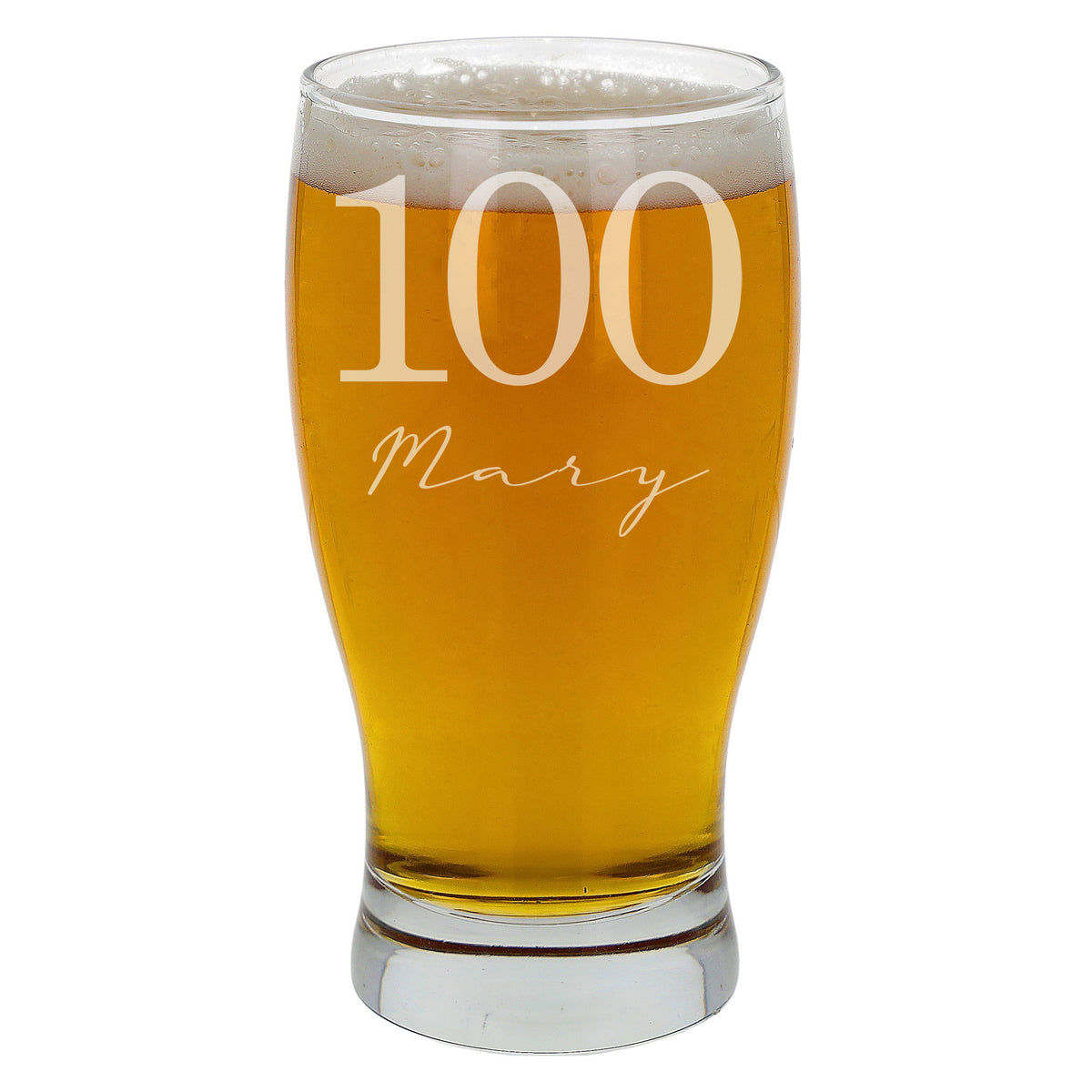 Personalised 100 and Signature Name Pint Glass 100th Birthday Gift
