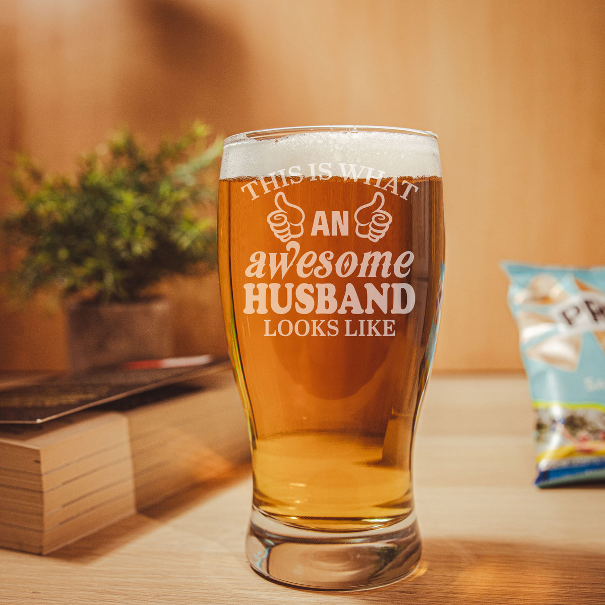 This is What An Awesome Husband Looks Like Engraved Pint Glass Birthday Gift