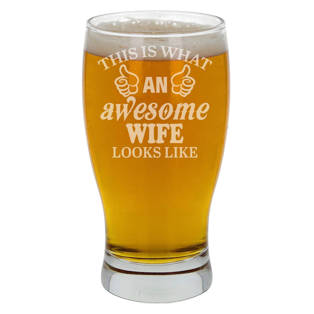This is What An Awesome Wife Looks Like Engraved Pint Glass, Funny Birthday Beer Glass Gift