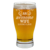 This is What An Awesome Wife Looks Like Engraved Pint Glass, Funny Birthday Beer Glass Gift