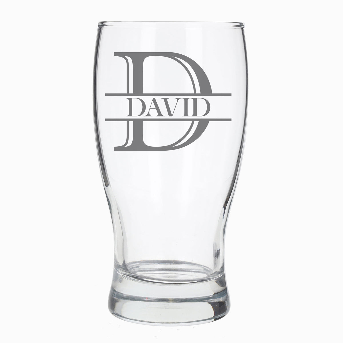 Personalised Split Monogram Engraved Pint Glass Birthday Gift