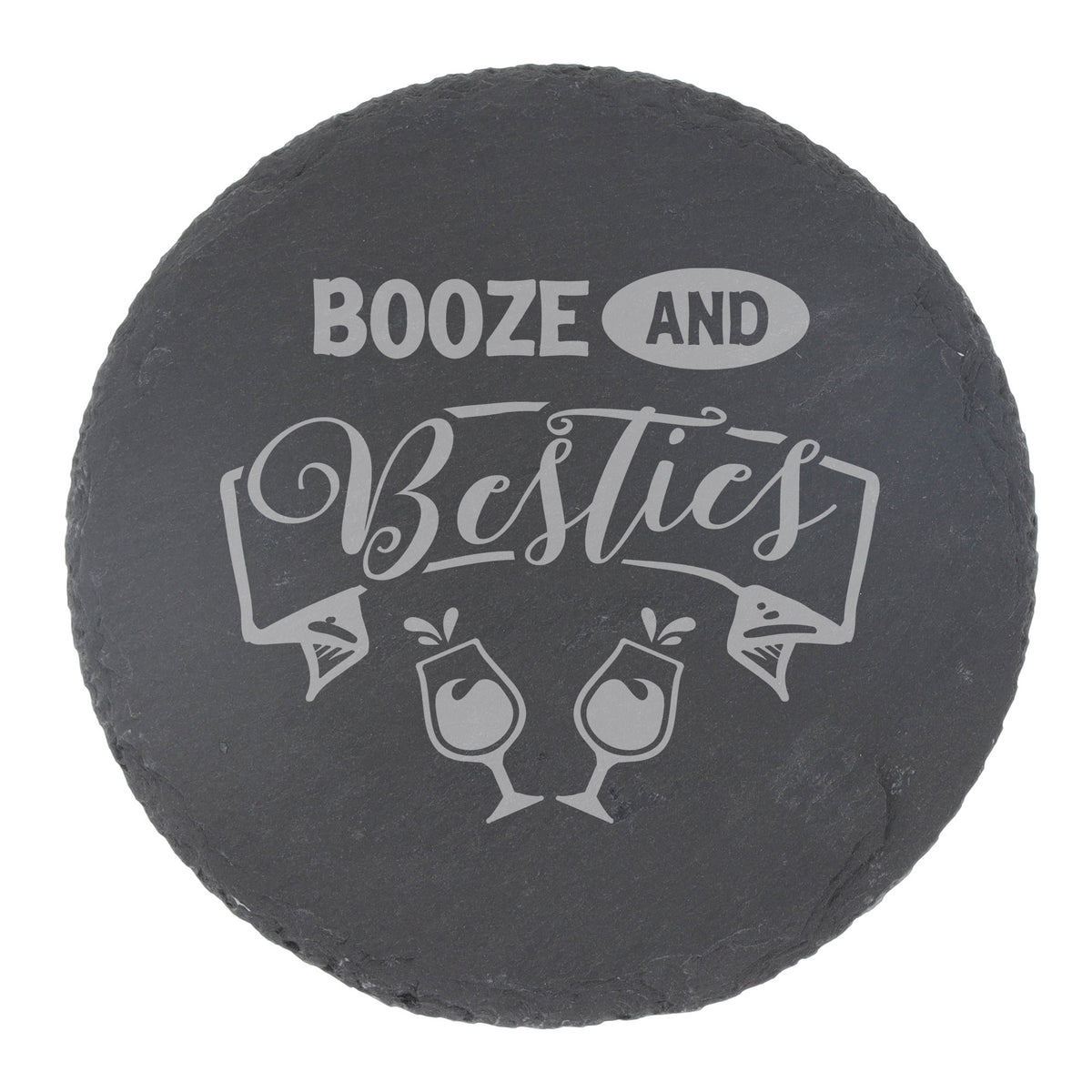 Booze and Besties Engraved Slate Coaster Birthday Gift For Best Friend