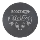 Booze and Besties Engraved Slate Coaster Birthday Gift For Best Friend