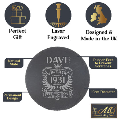 Round Slate Coaster