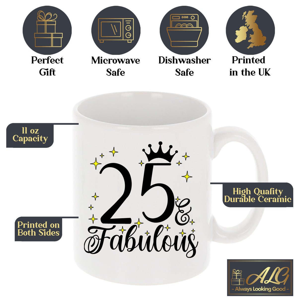 25 and Fabulous 25th Birthday Coffee Mug for Tea or Coffee