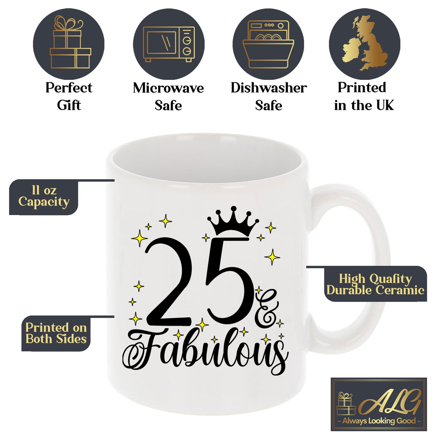 25 and Fabulous 25th Birthday Coffee Mug for Tea or Coffee