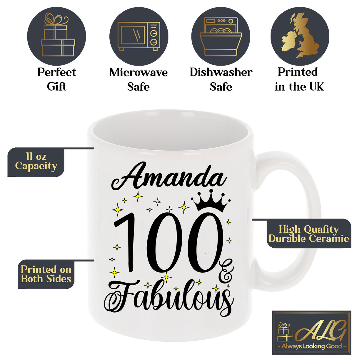100 and Fabulous 100th Birthday Coffee Mug for Tea or Coffee