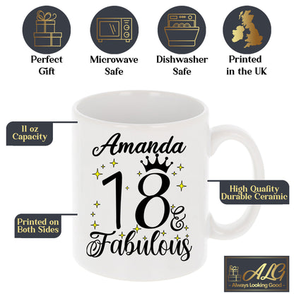 18 and Fabulous 18th Birthday Coffee Mug for Tea or Coffee