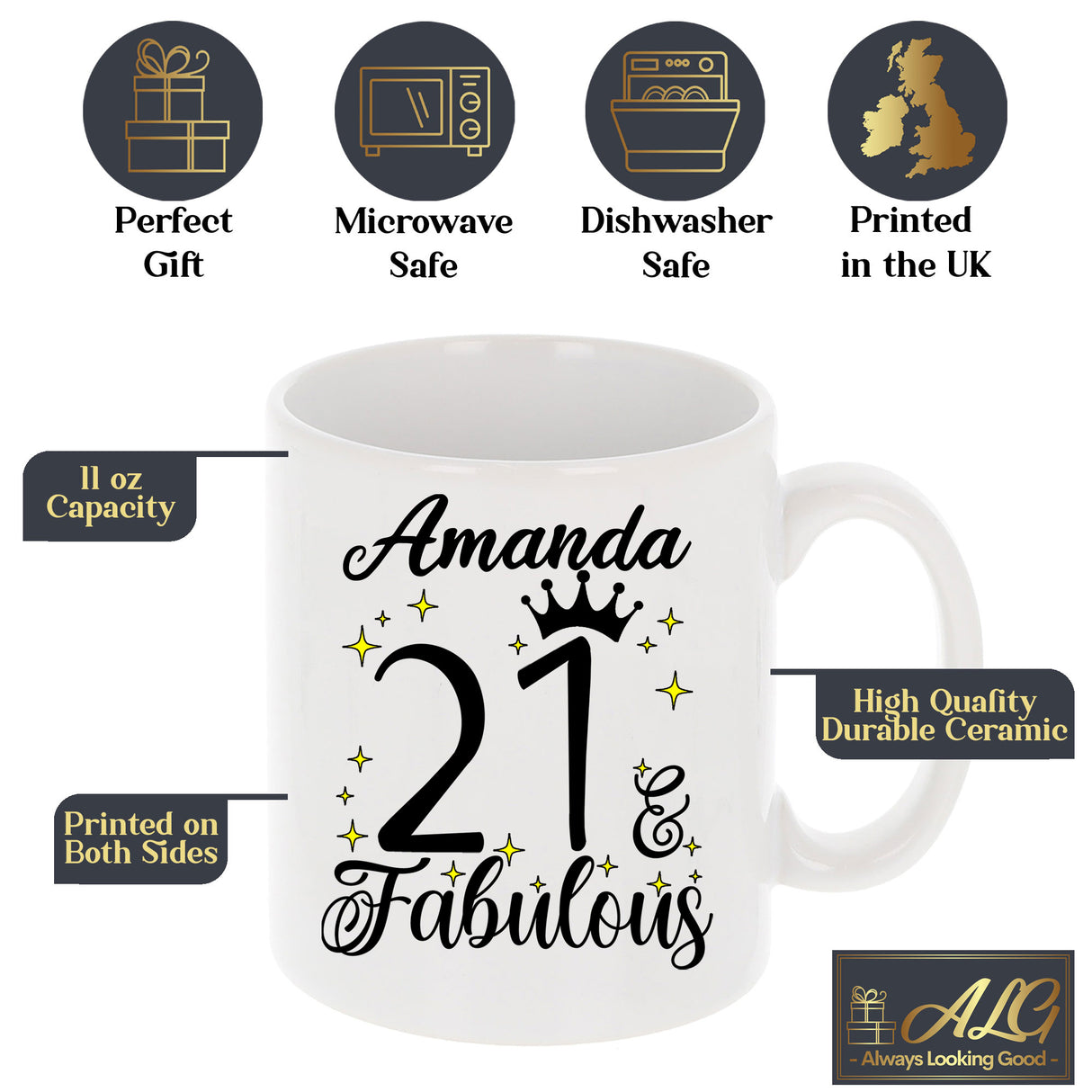 21 and Fabulous 21st Birthday Coffee Mug for Tea or Coffee