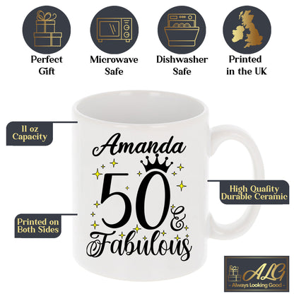 50 and Fabulous 50th Birthday Coffee Mug for Tea or Coffee