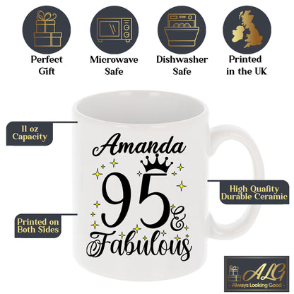 95 and Fabulous 95th Birthday Coffee Mug for Tea or Coffee