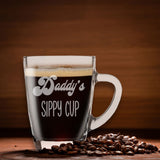 Daddy's Sippy Cup Engraved Glass Coffee Mug Birthday Gift For Dad