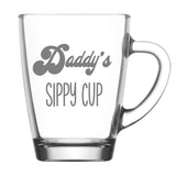 Daddy's Sippy Cup Engraved Glass Coffee Mug Birthday Gift For Dad