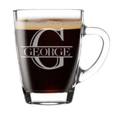 Personalised Split Monogram Glass Coffee Mug Birthday Gift