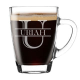 Personalised Split Monogram Glass Coffee Mug Birthday Gift