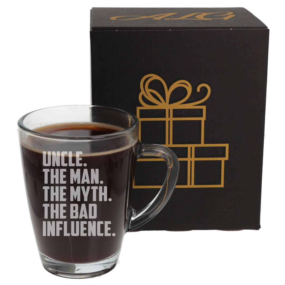 Uncle The Man The Myth The Bad Influence Engraved Glass Coffee Mug