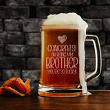 Congrats on Being my Brother Engraved Beer Stein Birthday Gift For Brother