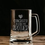 Congrats on Being my Brother Engraved Beer Stein Birthday Gift For Brother