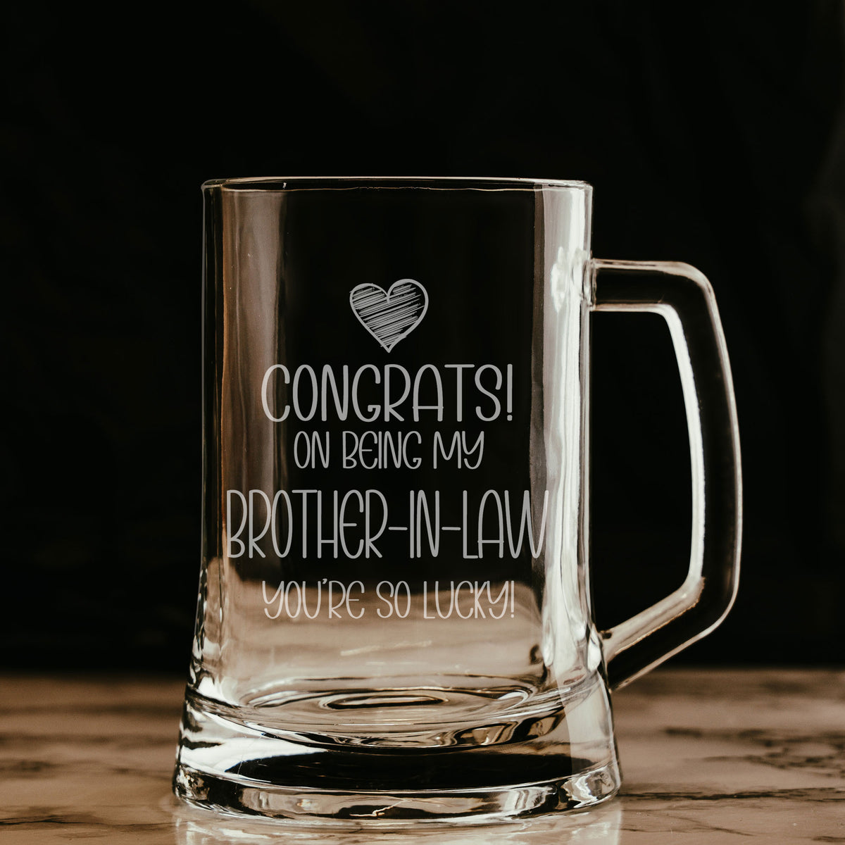 Congrats on Being my Brother-in-Law Engraved Beer Stein Birthday Gift for Brother In Law