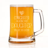 Congrats on Being my Daughter Engraved Beer Stein Birthday Gift for Daughter