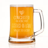 Congrats on Being my Father-in-Law Engraved Beer Stein Birthday Gift