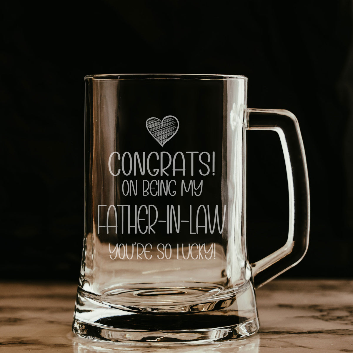 Congrats on Being my Father-in-Law Engraved Beer Stein Birthday Gift