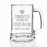Congrats on Being my Father-in-Law Engraved Beer Stein Birthday Gift