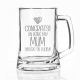 Congrats on Being my Mum Engraved Beer Stein Birthday Gift