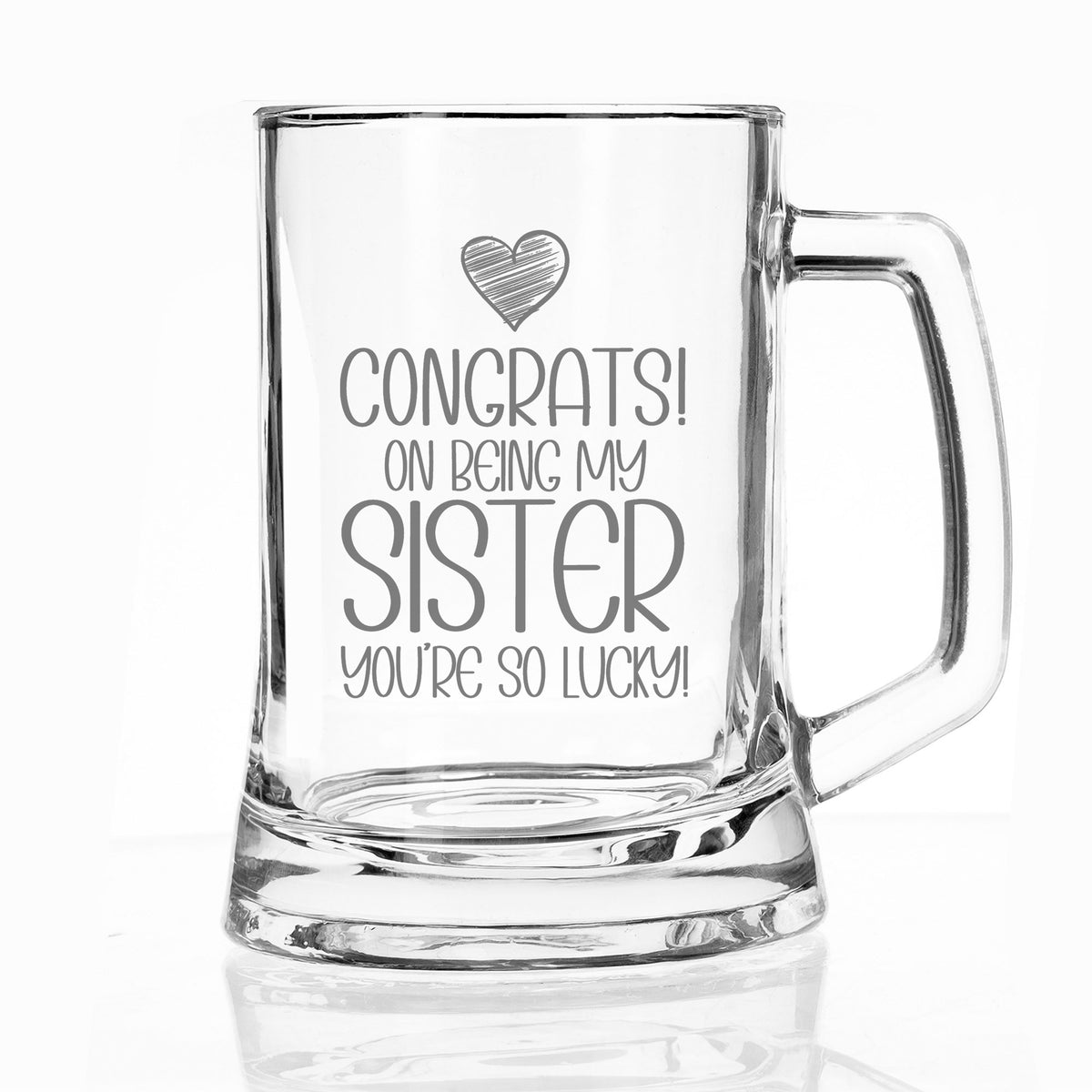 Congrats on Being my Sister Engraved Beer Stein Birthday Gift