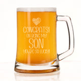Congrats on Being my Son Engraved Beer Stein Birthday Keepsake Gift for Son
