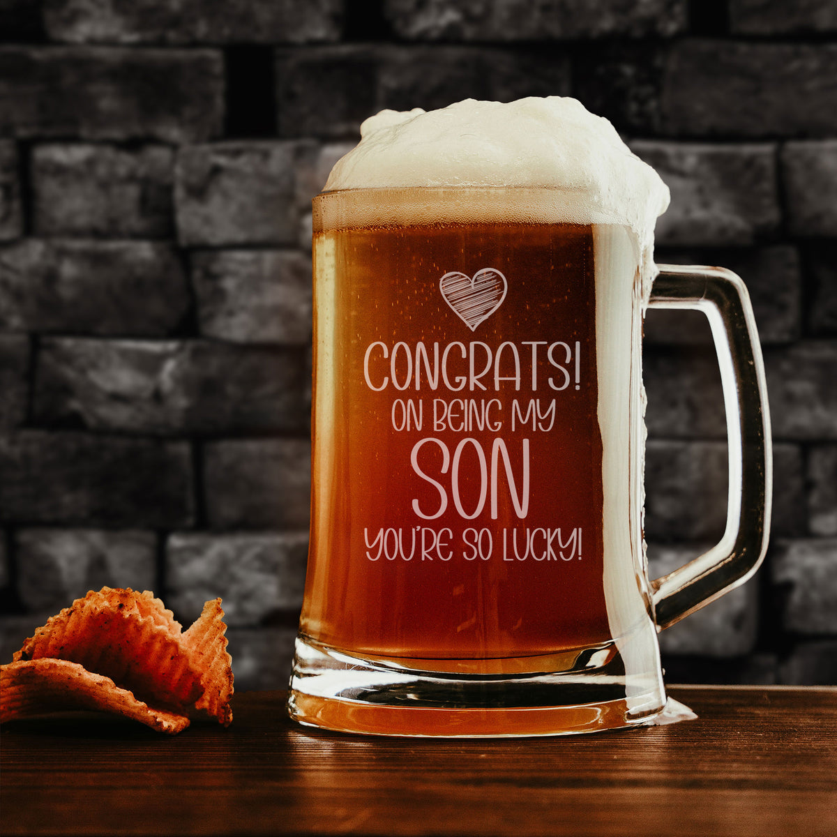 Congrats on Being my Son Engraved Beer Stein Birthday Keepsake Gift for Son