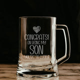 Congrats on Being my Son Engraved Beer Stein Birthday Keepsake Gift for Son