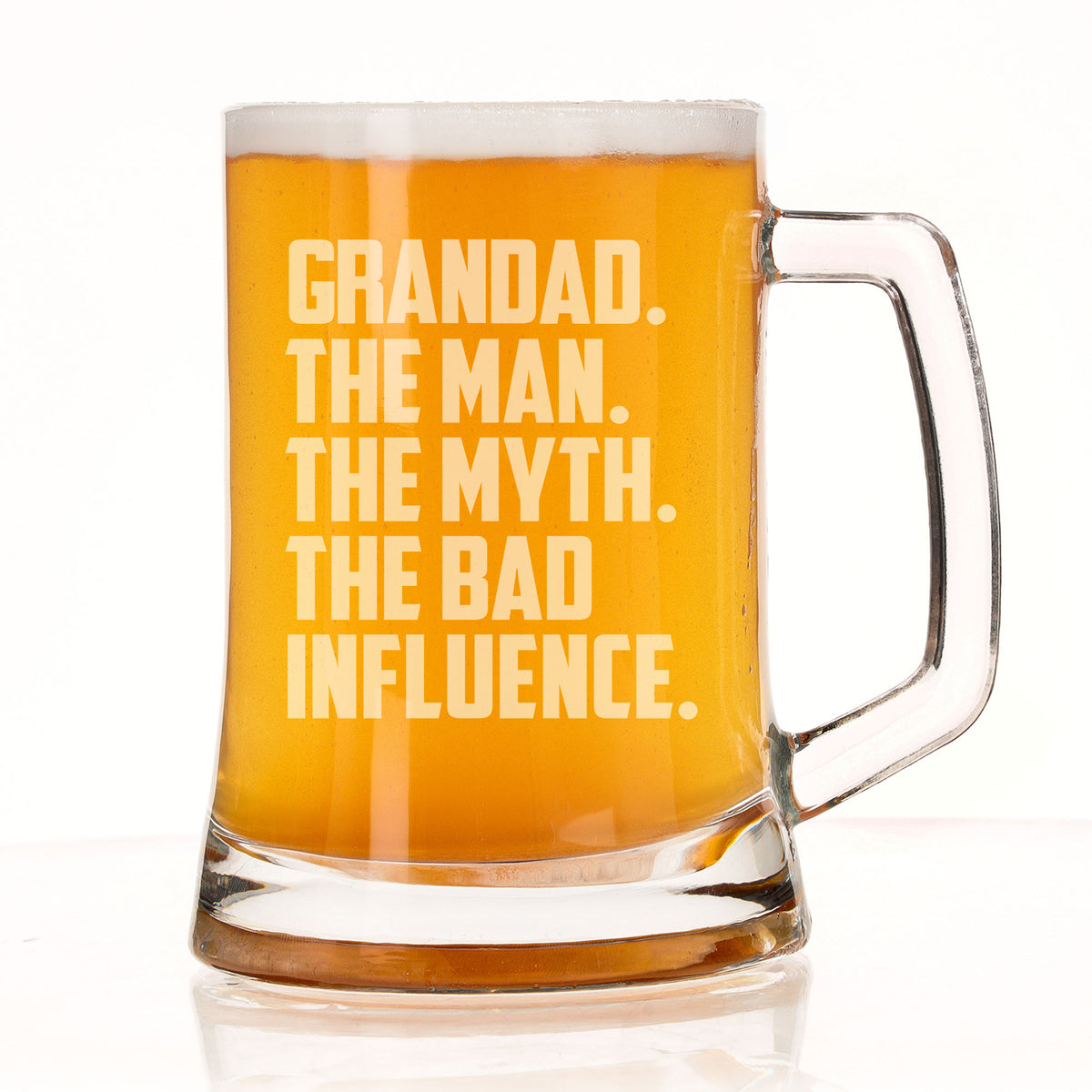 Grandad The Man The Myth The Bad Influence Engraved Beer Stein Birthday Gift