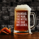 Grandad The Man The Myth The Bad Influence Engraved Beer Stein Birthday Gift