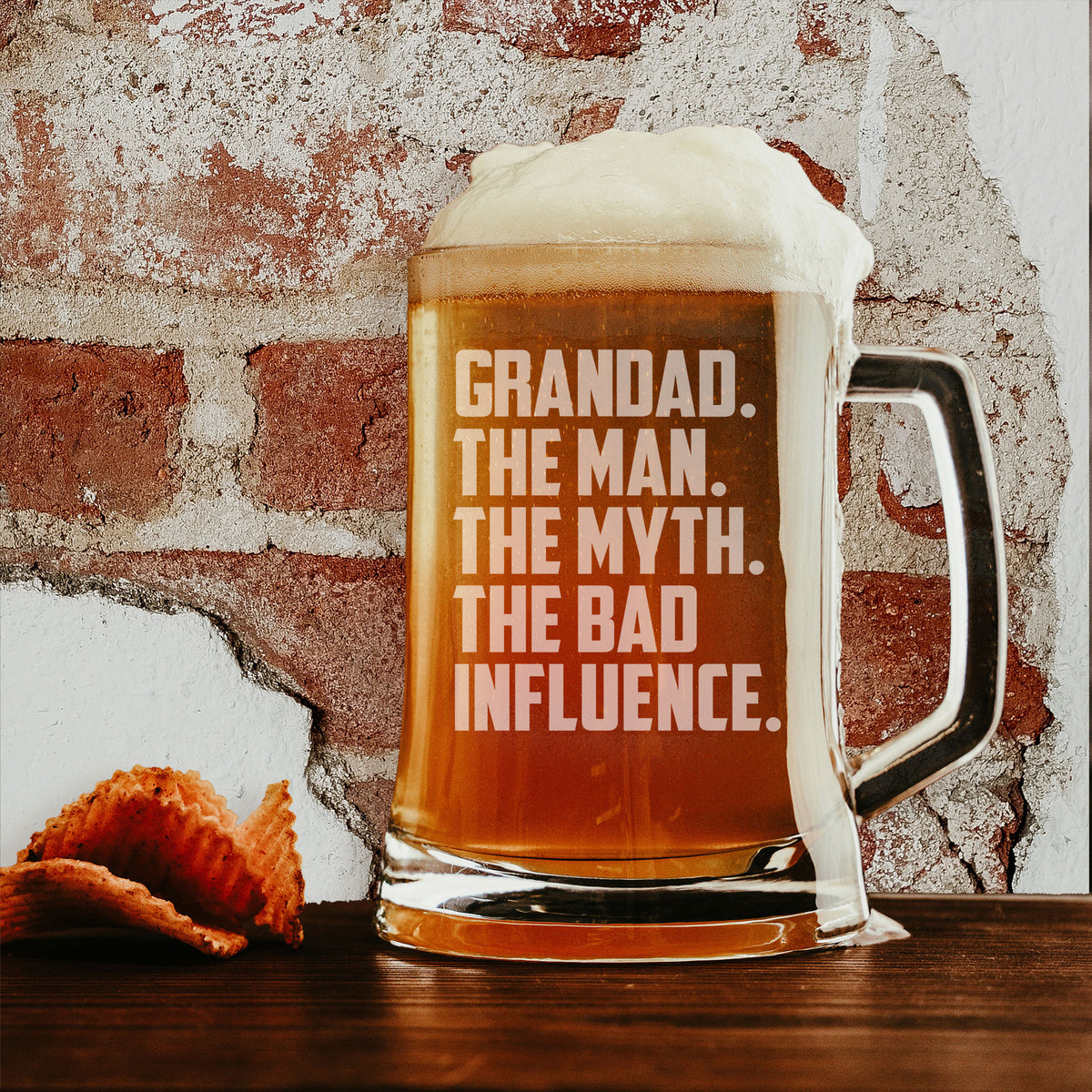 Grandad The Man The Myth The Bad Influence Engraved Beer Stein Birthday Gift