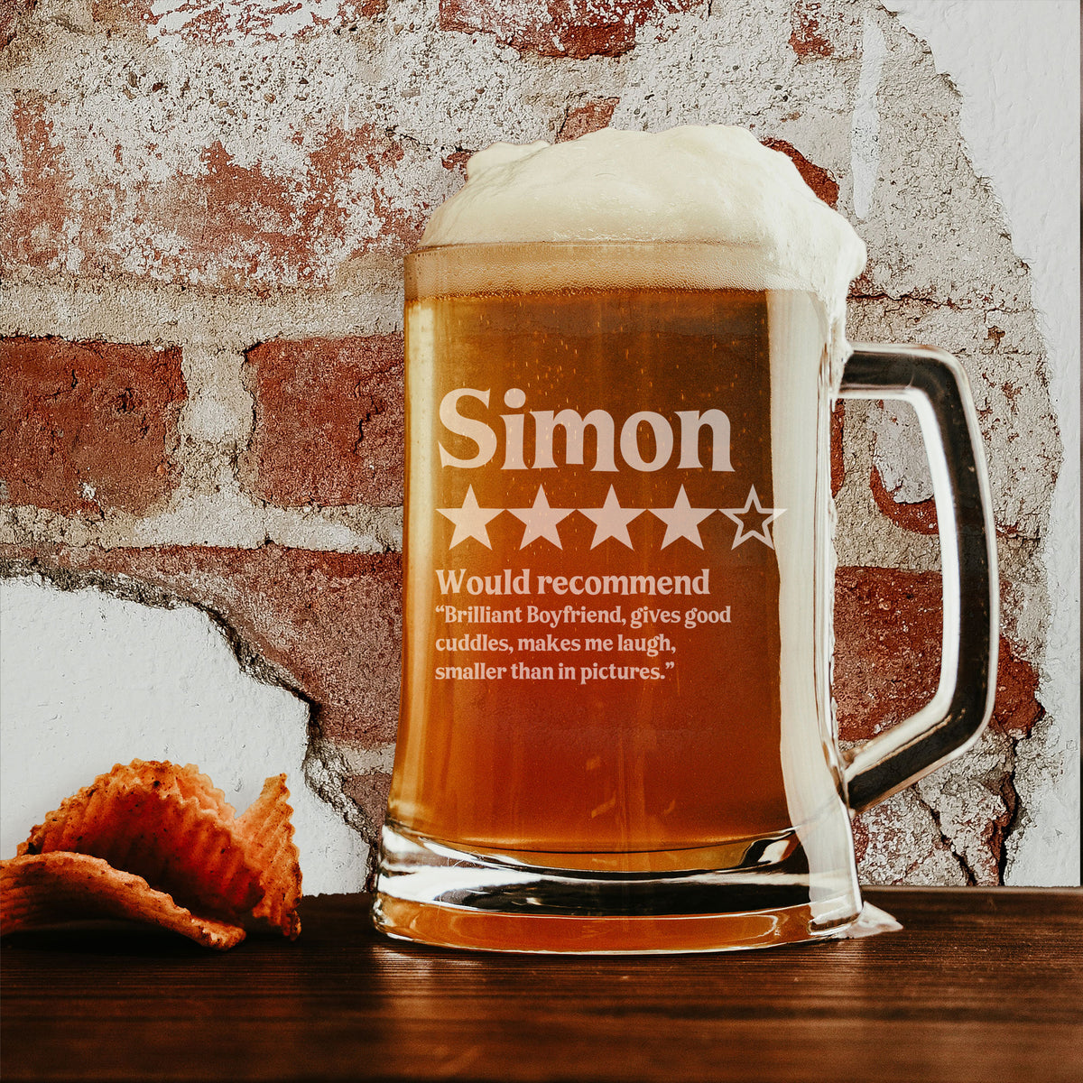 Personalised Review Engraved Beer Stein Birthday Gift