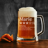 Personalised Review Engraved Beer Stein Birthday Gift