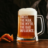 Uncle The Man The Myth The Bad Influence Engraved Beer Stein Birthday Gift