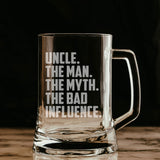 Uncle The Man The Myth The Bad Influence Engraved Beer Stein Birthday Gift