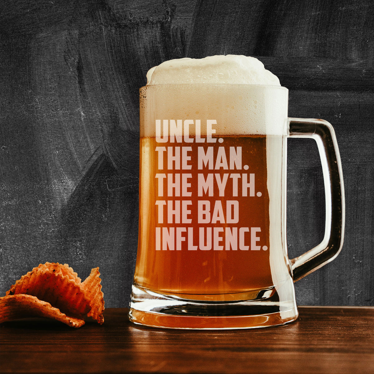 Uncle The Man The Myth The Bad Influence Engraved Beer Stein Birthday Gift