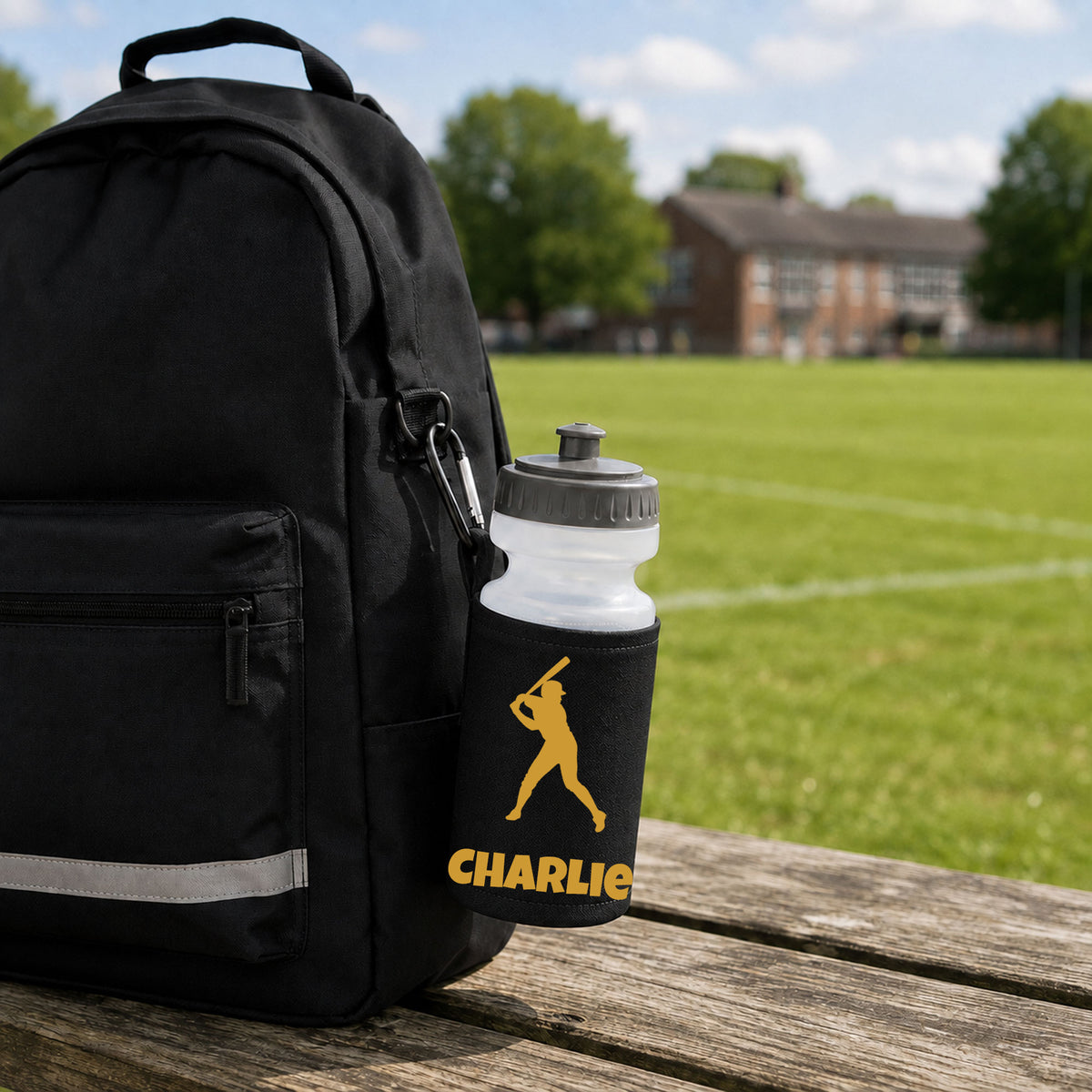 Black Water Bottle & Holder