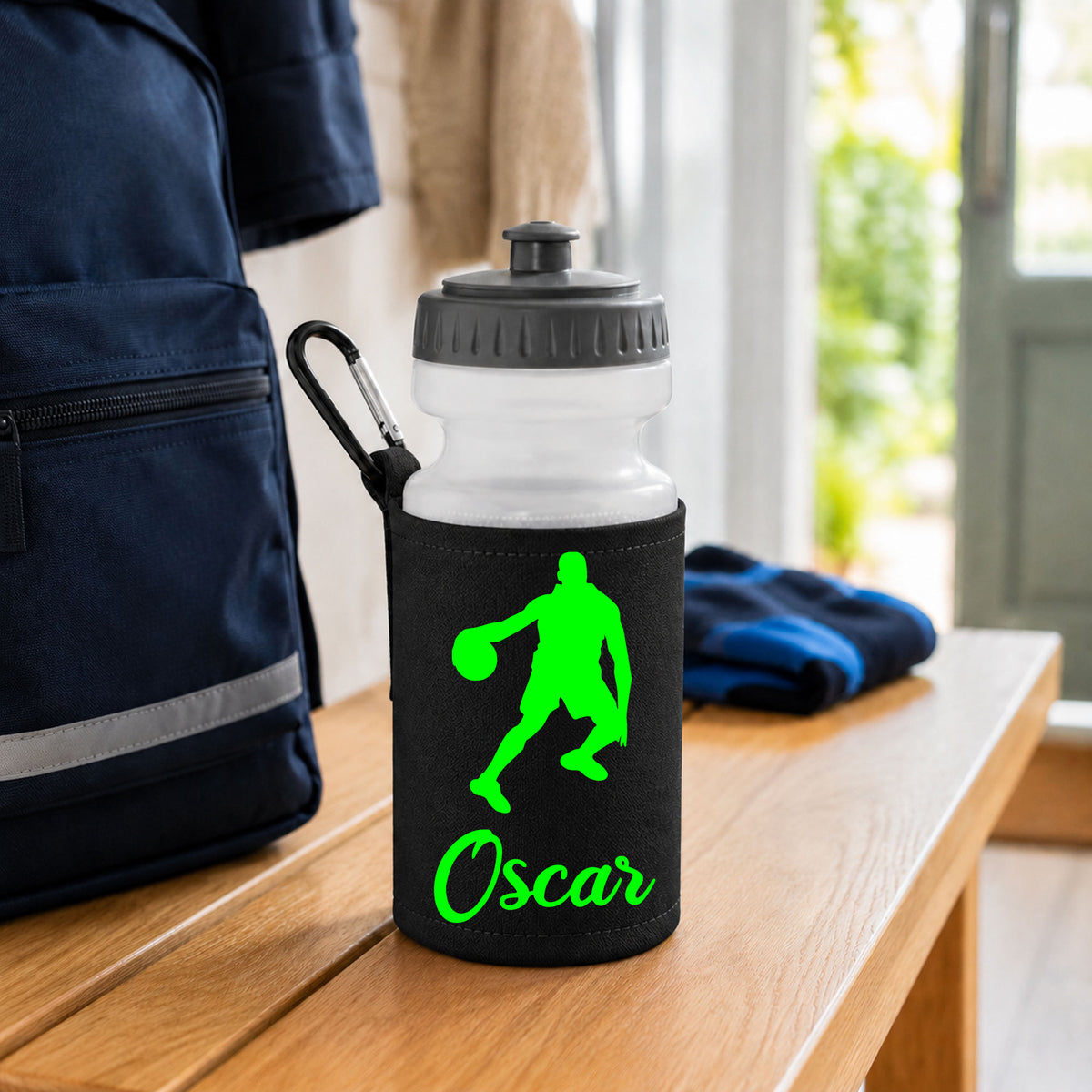 Black Water Bottle & Holder