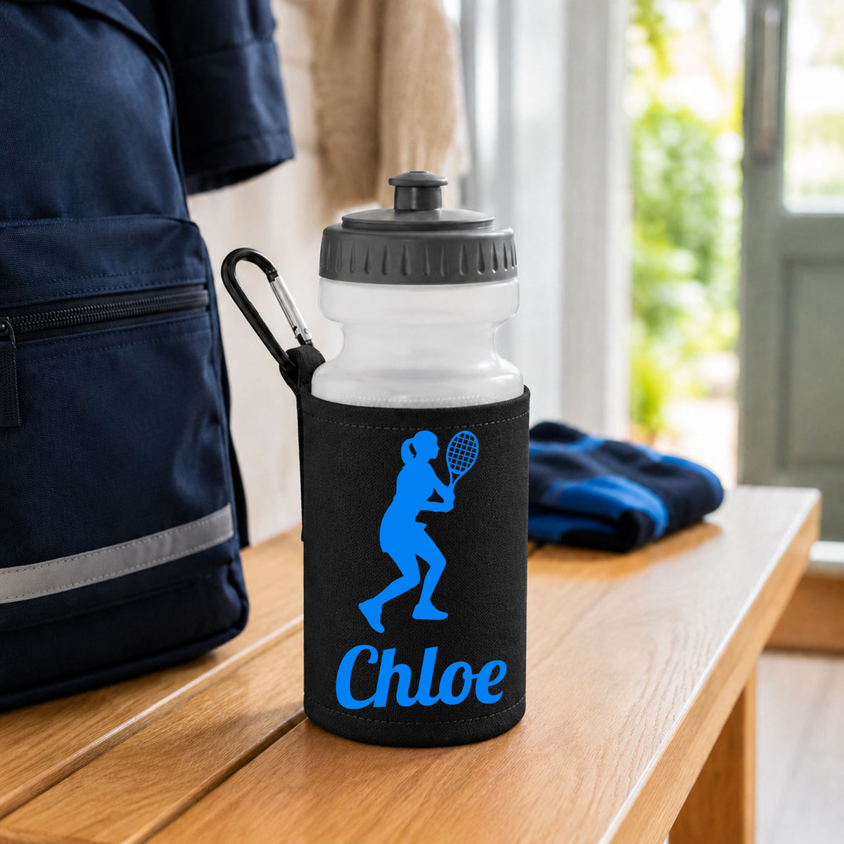 Black Water Bottle & Holder
