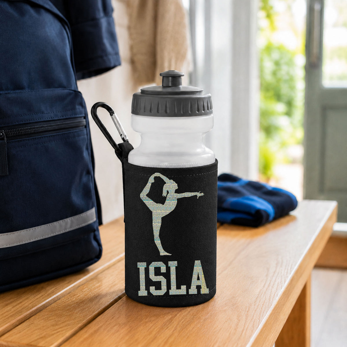 Black Water Bottle & Holder