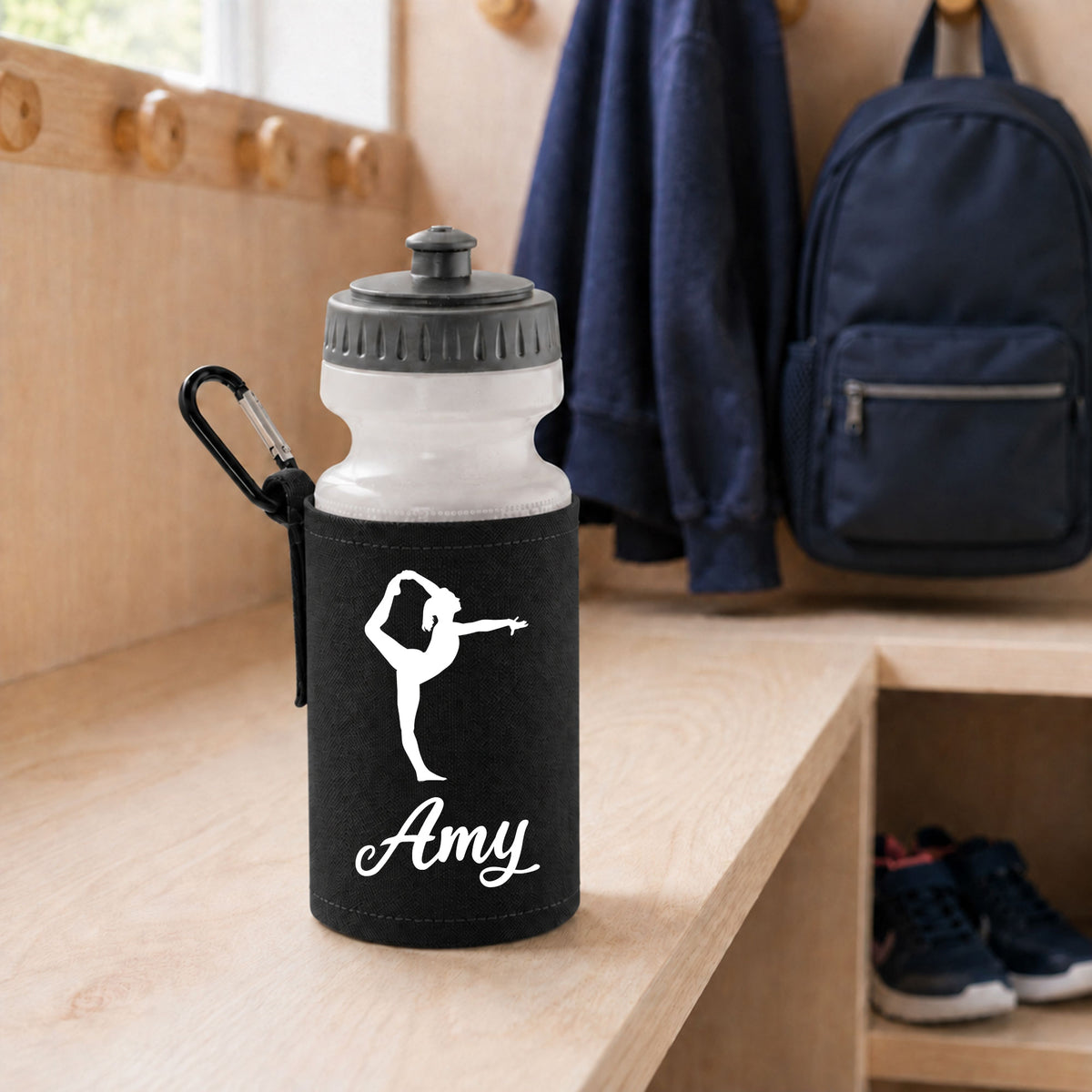 Black Water Bottle & Holder