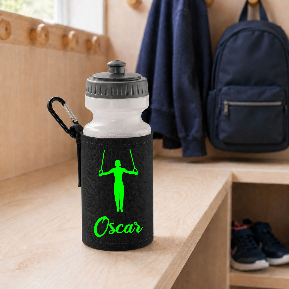 Black Water Bottle & Holder