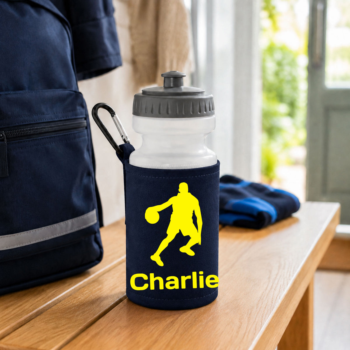 Navy Water Bottle & Holder