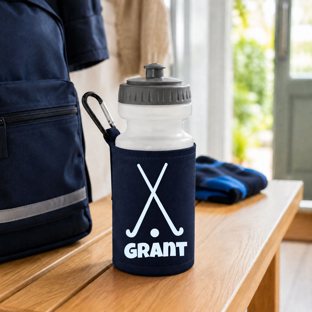 Navy Water Bottle & Holder