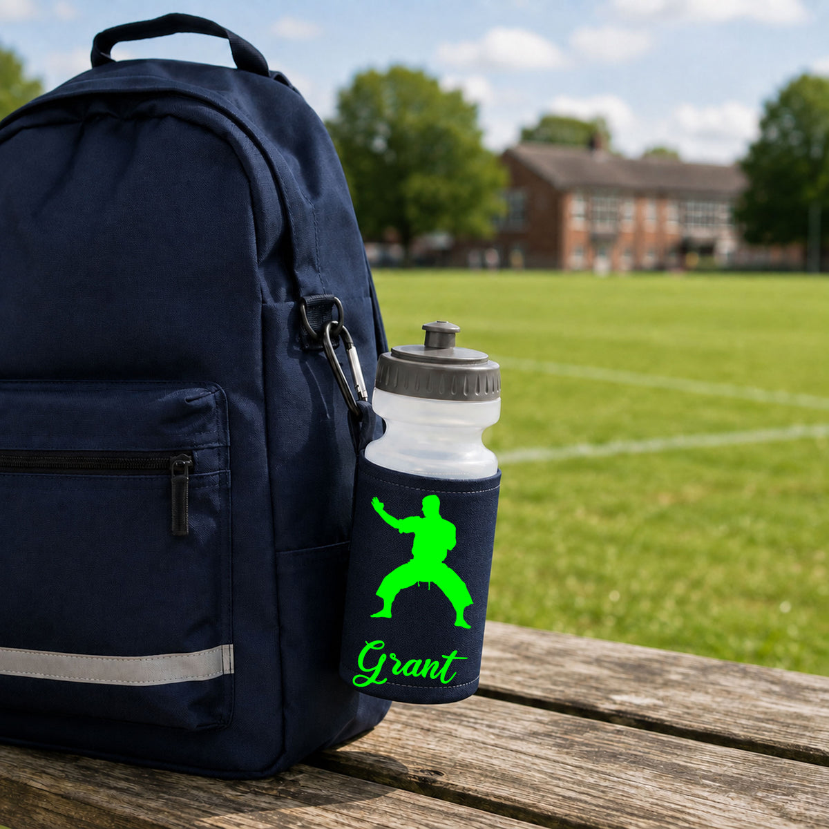 Navy Water Bottle & Holder