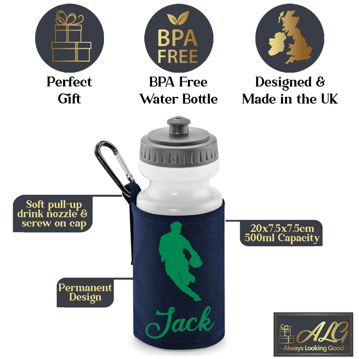 Navy Water Bottle & Holder